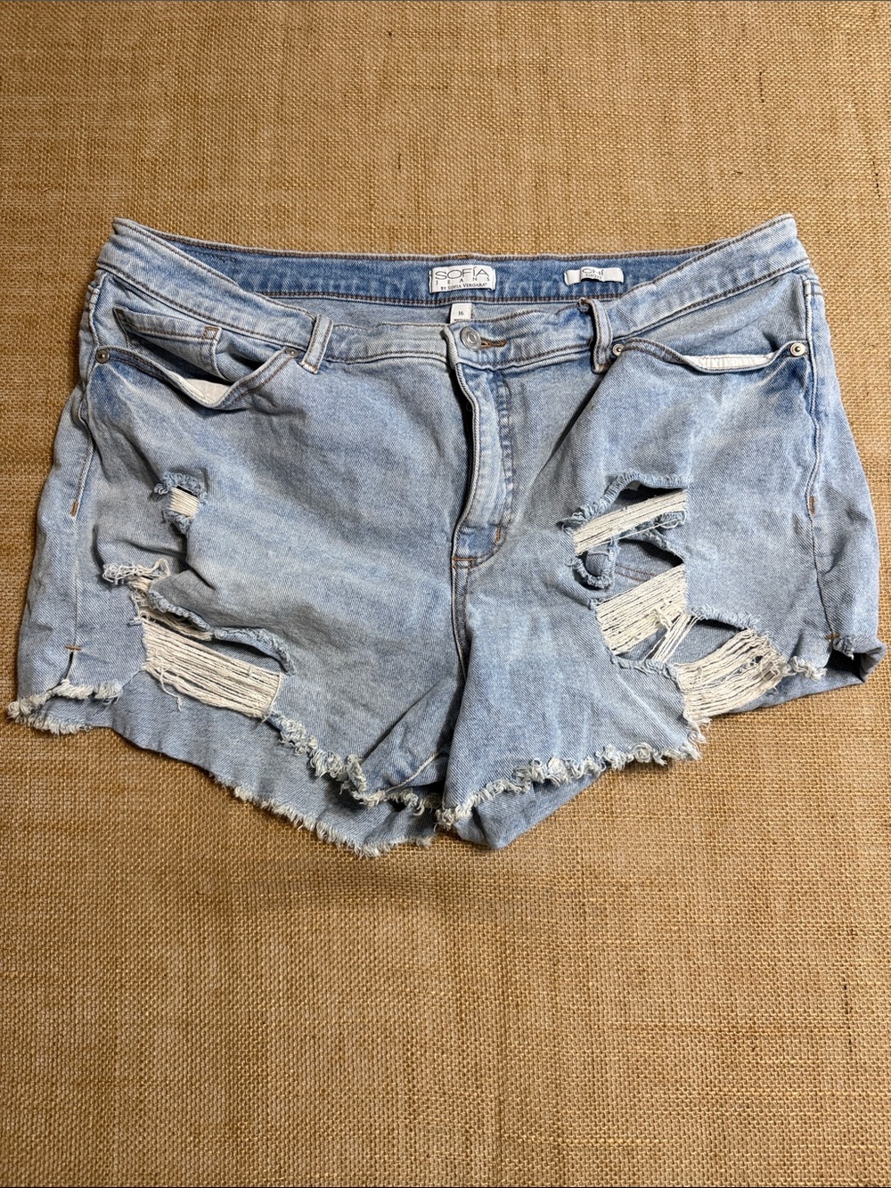 sofia by sofia vergara Light Denim Distressed Jean Shorts